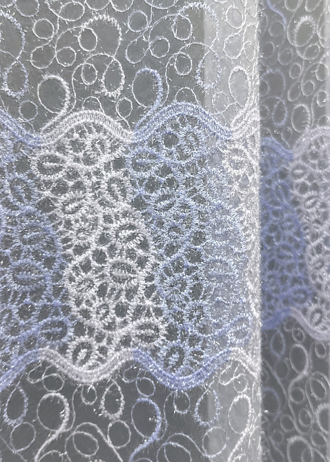Тюль органза с вышивкой и люрексом цвет голубой с белым 1690т Киев - изображение 5