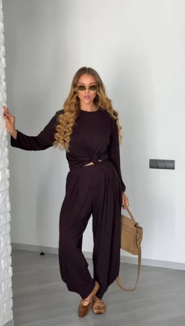 Женский костюм из вискозы оверсайз — базовый комплект (длинный + брюки) Одесса - изображение 10