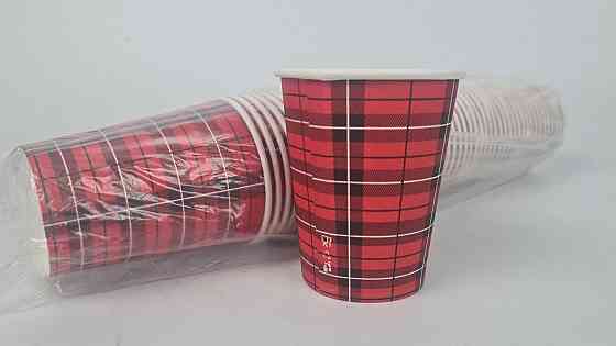 Стаканчики для кофе 250 мл Юнита  клетка красная h9 (50 шт) Харків