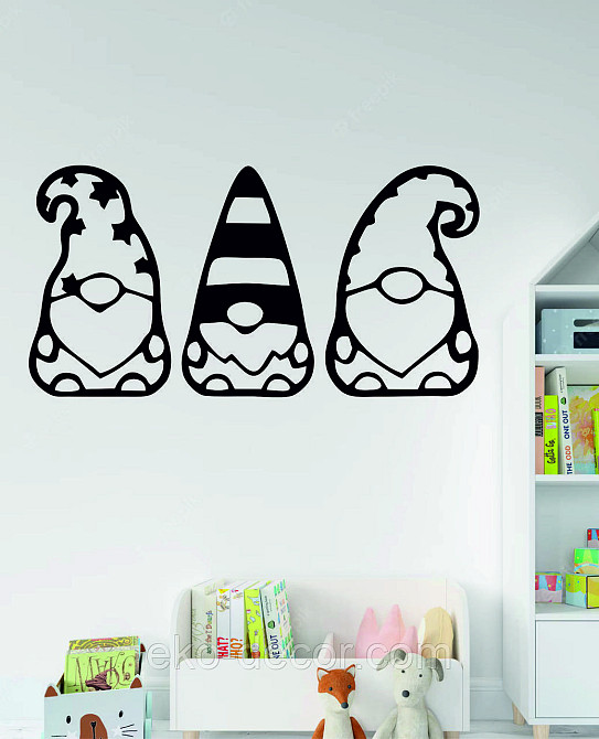 Декоративное настенное Панно «Гномики» Декор на стену 70*42 см-3шт, Черный Киев - изображение 5