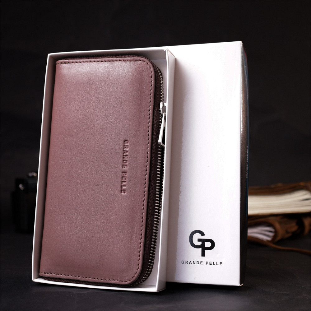 Практичное портмоне из натуральной кожи GRANDE PELLE 16797 Пудровый Киев - изображение 10