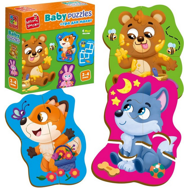 Детские развивающие картонные пазлы 