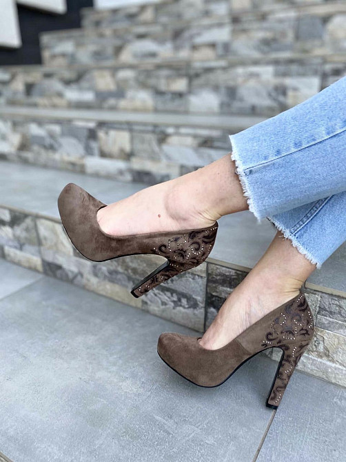 Туфлі жіночі LENA MELIANI капучіно еко-замша каблук 11см (A116-A3281) Коломия - фото 8