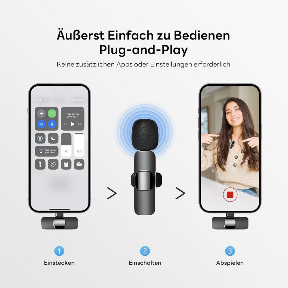 Комплект беспроводных петличных микрофонов Qhot, 2 шт., для iPhone Lightning и Android USB-C, Plug & Play, шумоподавление Киев - изображение 10