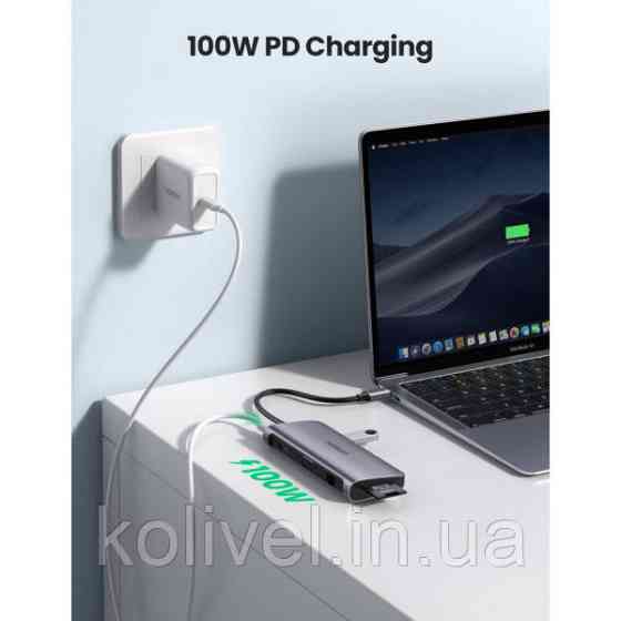 Док-станція USB3.0 Type-C --> USB 3.0x3/HDMI/VGA/RJ45/SD&TF/PD Ugreen CM179 Сіра (40873) Киев