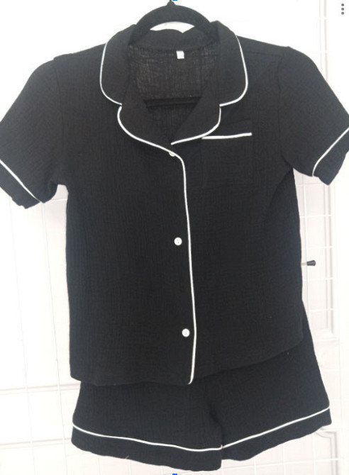 Дитяча піжама з мусліна Чорний б/к Без візерунка 122-128 Харків - фото 1