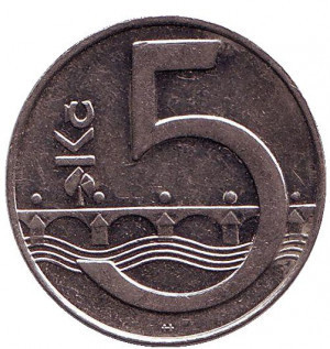 Монета 5 крон. 1993 рік, Чехія. (АС) Полтава - фото 1