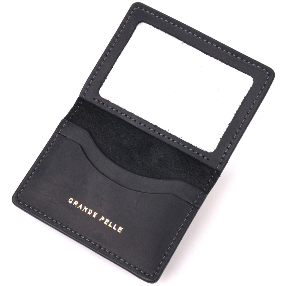 Надежная обложка на автодокументы в винтажной коже Украина GRANDE PELLE 16749 Черная Киев - изображение 6