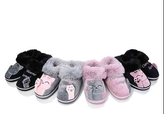 Теплые мягкие домашние тапочки - игрушки котики с закрытым задником 30,31,32,33,34 Николаев