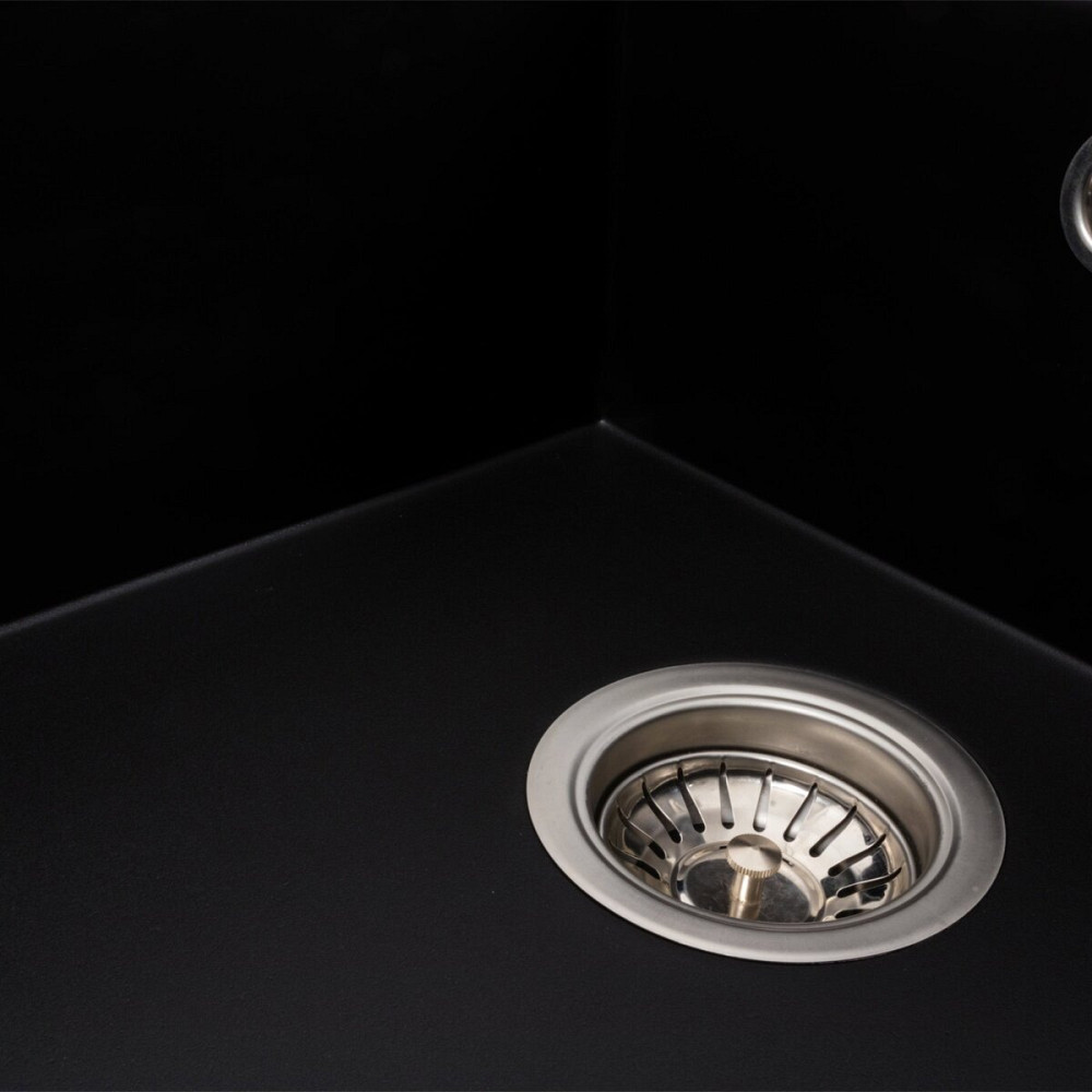 VALESO Гранітна мийка для кухні VALESO AZURIT 7950 матова Чорна Коломия - фото 9