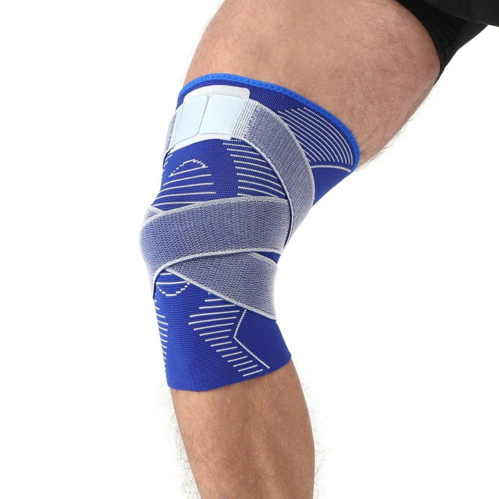 Бандаж коліна синій з бинтом розмір SM, L-XL ST-7029 Вишневе - фото 3