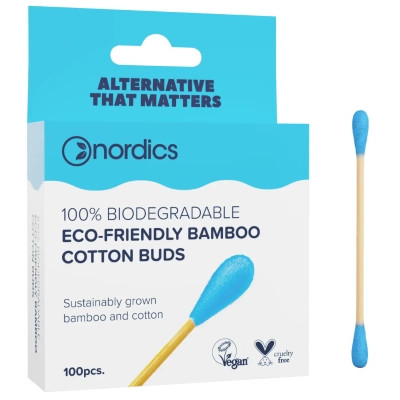 Ватні палички Nordics Бамбукові Блакитні 100 шт. (3800500324418) Вінниця - фото 1