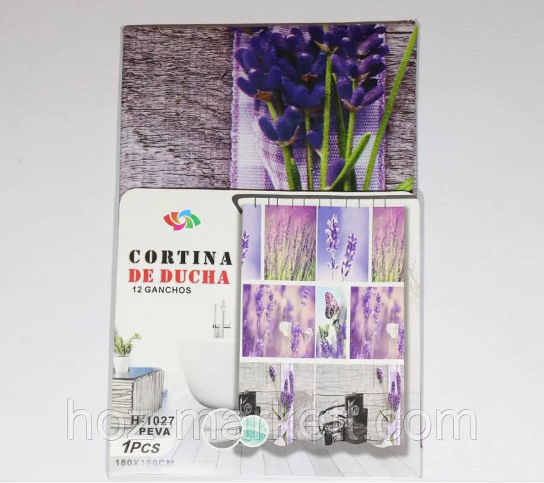 Штора в ванную силиконовая Эфиопия Лаванда шторка для ванной 180 х 180 см Харьков - изображение 1