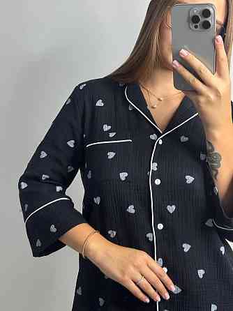 Жіноча муслінова нічна сорочка Чорний XL-2XL Харків