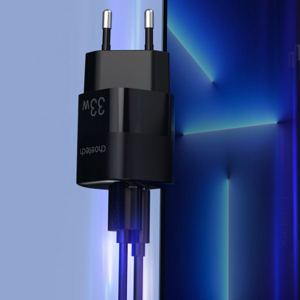 Зарядний пристрій 1хUSB-C+1xUSB 33W PD QC3.0 PD5006 чорний Choetech (PD5006-EU-BK) Київ - фото 6