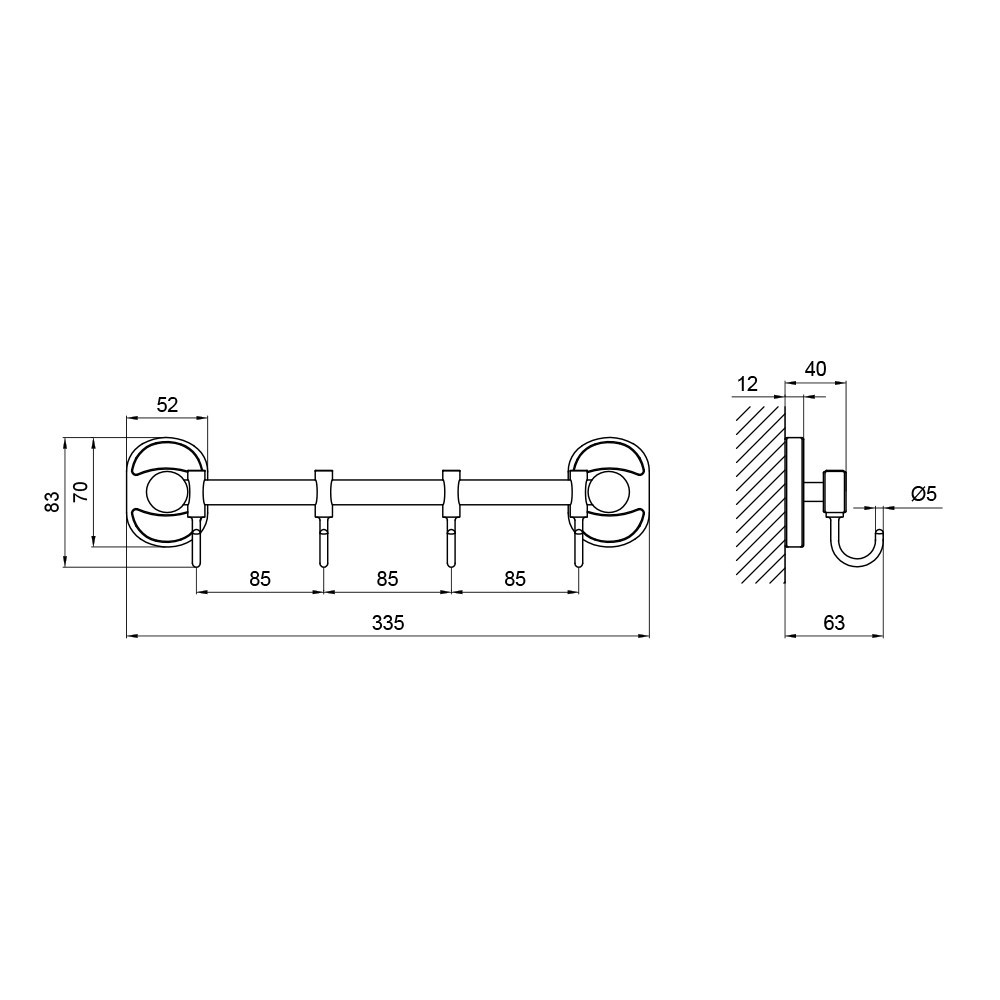 Держатель Lidz Oreo 0804 4 крючка LDORE0804CRM22175 Chrome Киев - изображение 3