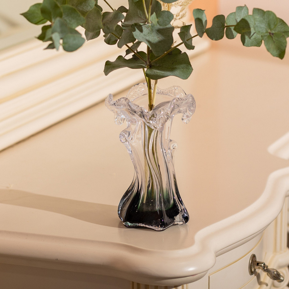 Yiwu Декоративна скляна ваза для квітів 15.5 см фігурна ваза 100 мл Зелена HP-9-3 Коломия - фото 4