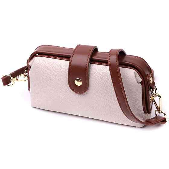 Превосходный клатч с интересной защелкой из натуральной кожи Vintage 22426 Белый Киев