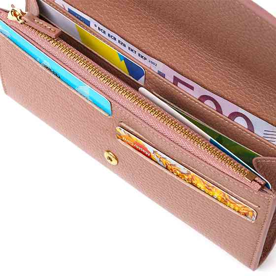 Відмінний жіночий гаманець з монетницею на блискавці з натуральної шкіри Tony Bellucci 21967 Пудровий Київ