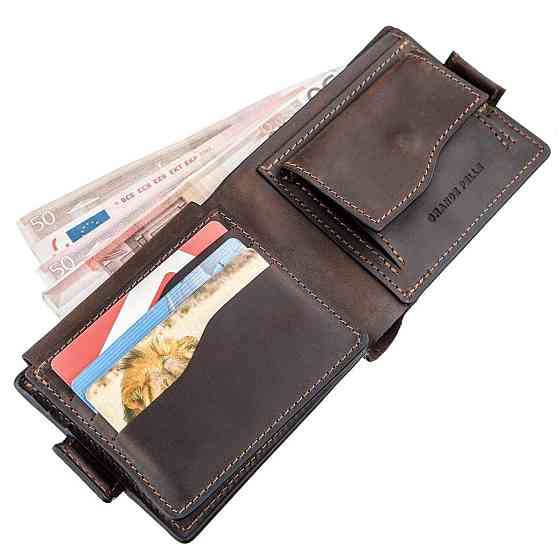 Горизонтальне портмоне унісекс Коричнева (GRANDE PELLE) Київ