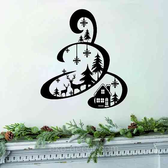 Декоративное настенное Панно «Новый год», Декор на стену 70*61 см, Чёрный Киев