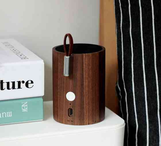 Портативний Bluetooth-динамік із вбудованим світильником Gingko Drum, дерево горіх Рівне