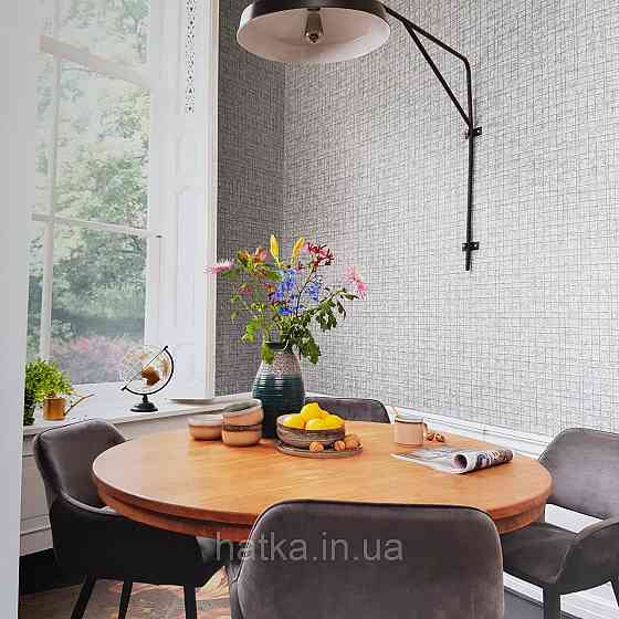 Шпалери флізелінові еко Rasch Kerala 0.53х10 м геометрія смуги сітка сріблясті на сірому ефект потертості Київ