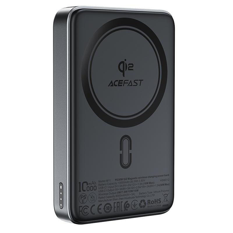 Зовнішній акумулятор ACEFAST M11 PD30W Qi2 magnetic wireless charging power bank 10000 mAh Black Київ - фото 1