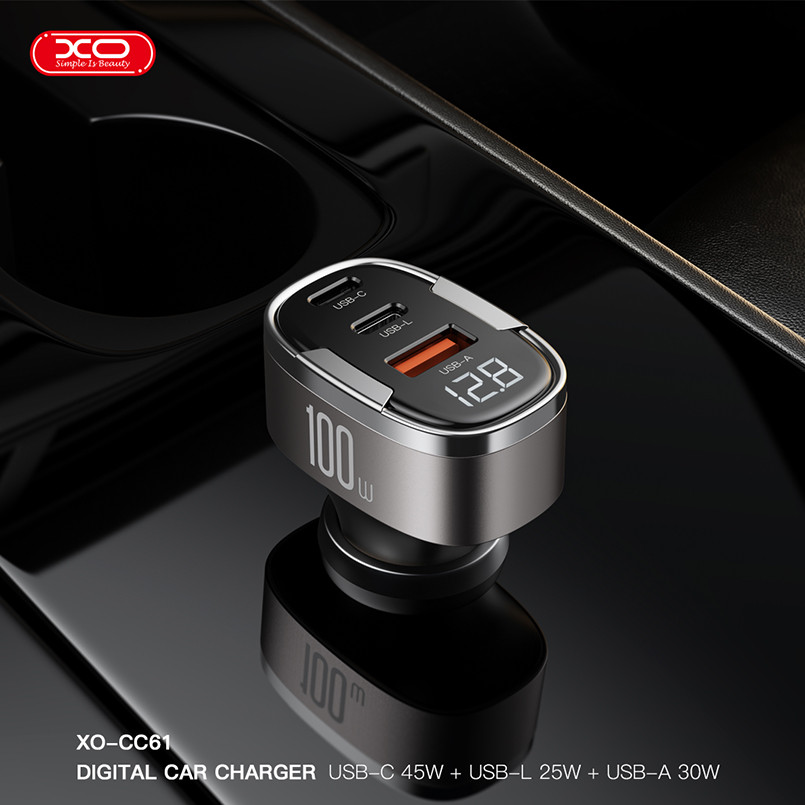 Автомобільний зарядний пристрій XO CC61 Smart USB/Type-C/Lightning 100W срібний Львів - фото 6