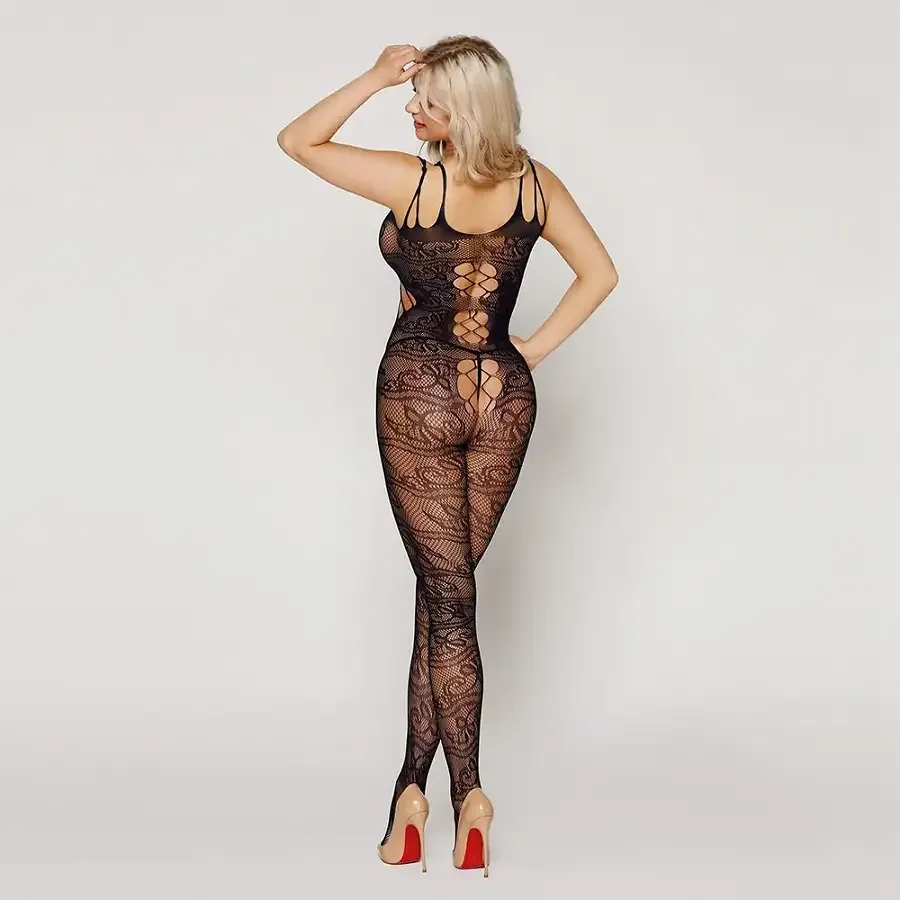 Ажурний бодістокінг з вирізами "Клео" Black One Size Львів - фото 2