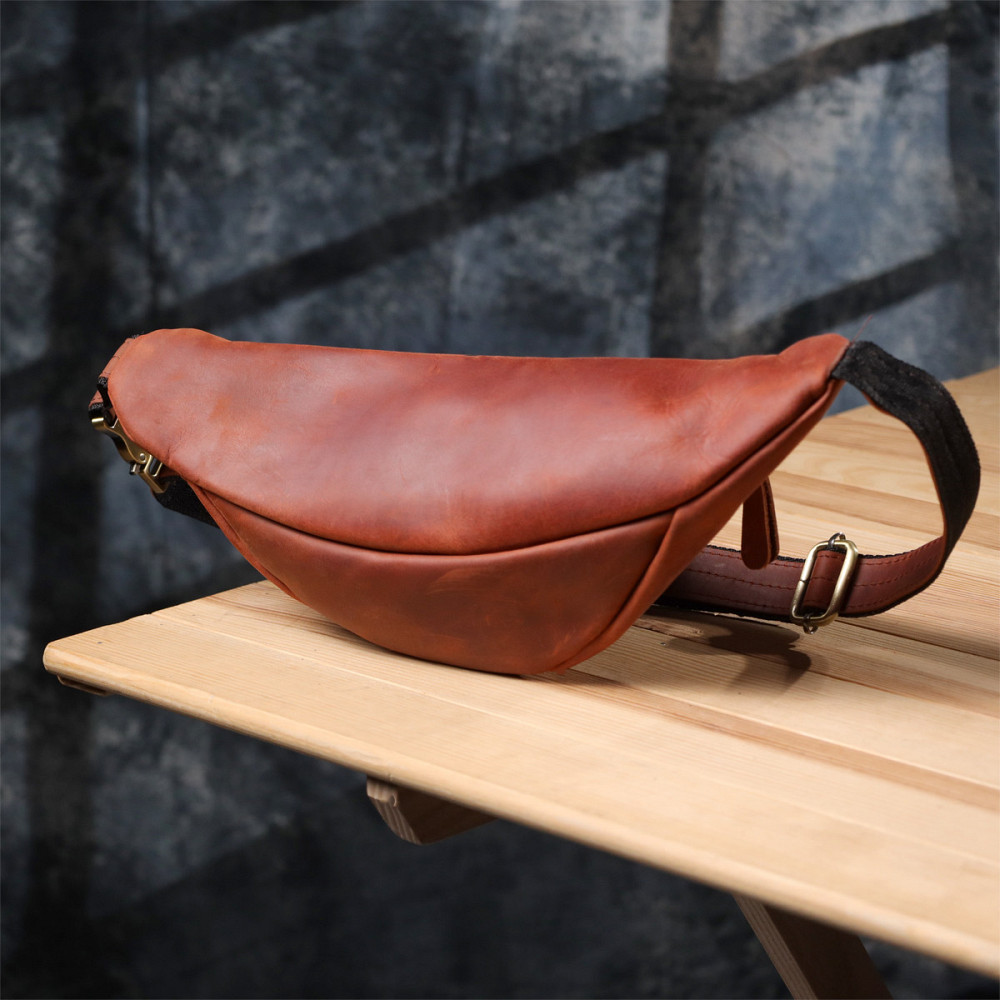 Бананка для чоловіків відмінної якості з натуральної шкіри вінтажної шкіри Shvigel 23140 Рудий Київ - фото 10