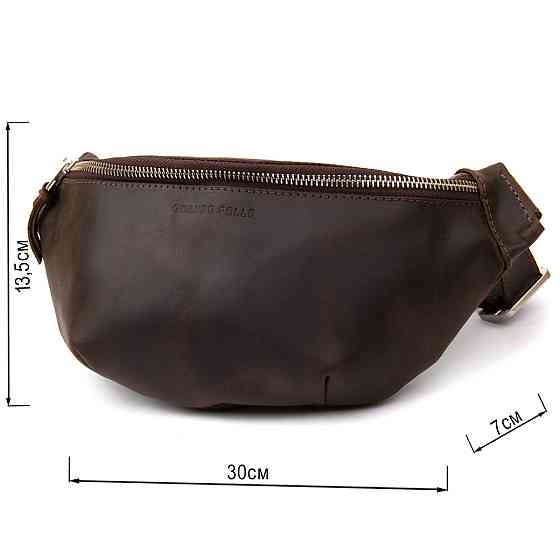 Бананка в винтажной коже GRANDE PELLE 11154 Коричневая Киев