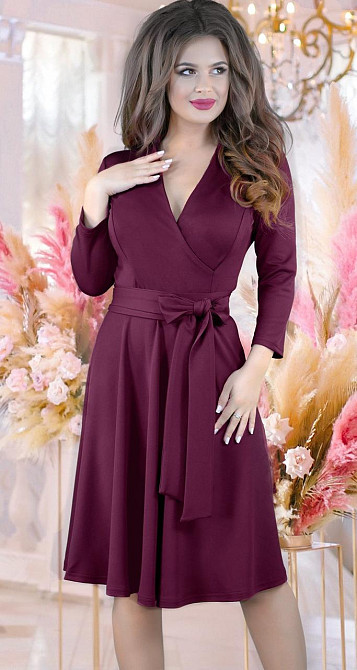 Платье на запах с расклешённой юбкой и поясом (50) Киев - изображение 1