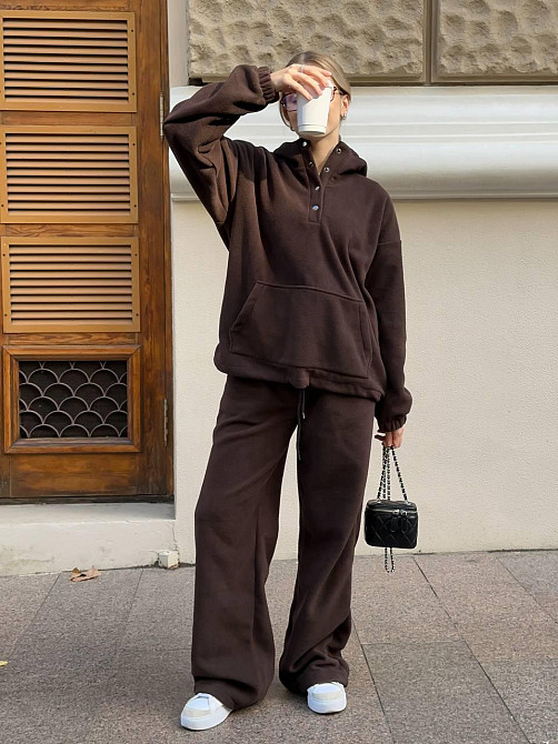 Женский теплый базовый костюм двойка из двухстороннего флиса. Шоколад, 42/44 Одесса - изображение 2