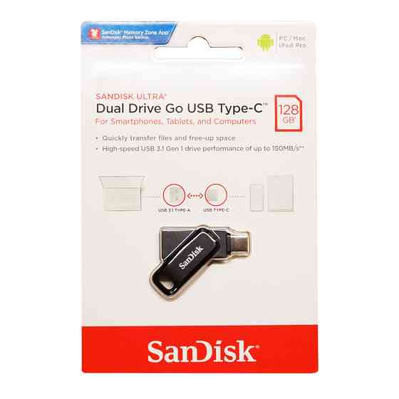 Флеш-накопитель SanDisk USB 3.1 Ultra Dual Go Type-C 128Gb (150 Mb/s) Киев