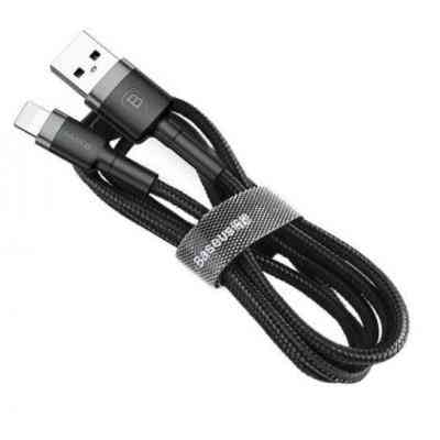 Дата кабель USB 2.0 AM to Lightning 1.0m Cafule 2.4A gray+black Baseus (CALKLF-BG1) Винница