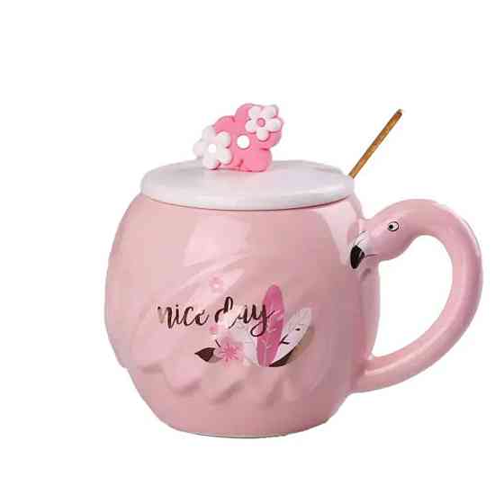 Чашка порцелянова Flamingo 500мл з кришкою і ложкою чашки для кави Nice day HPCY8276ND Київ