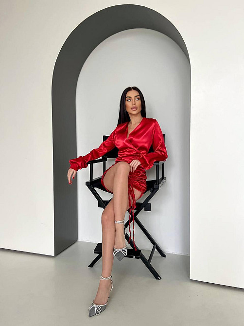 Жіноча романтична мініплаття костюмний атлас Червоний, 44/46 Одеса - фото 2