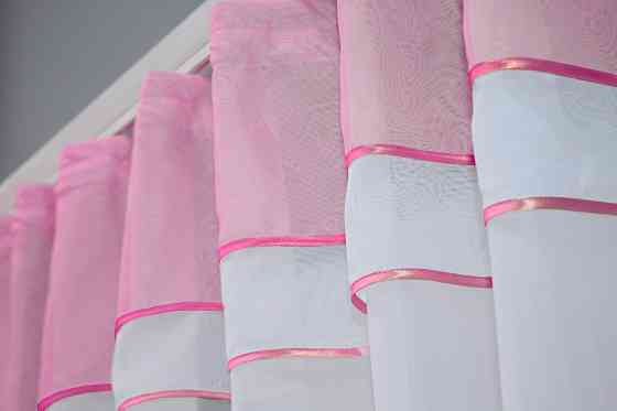 Кухонная гардина VR-Textil № 036к арка розовый с белым 280х170 см (50-363) Киев