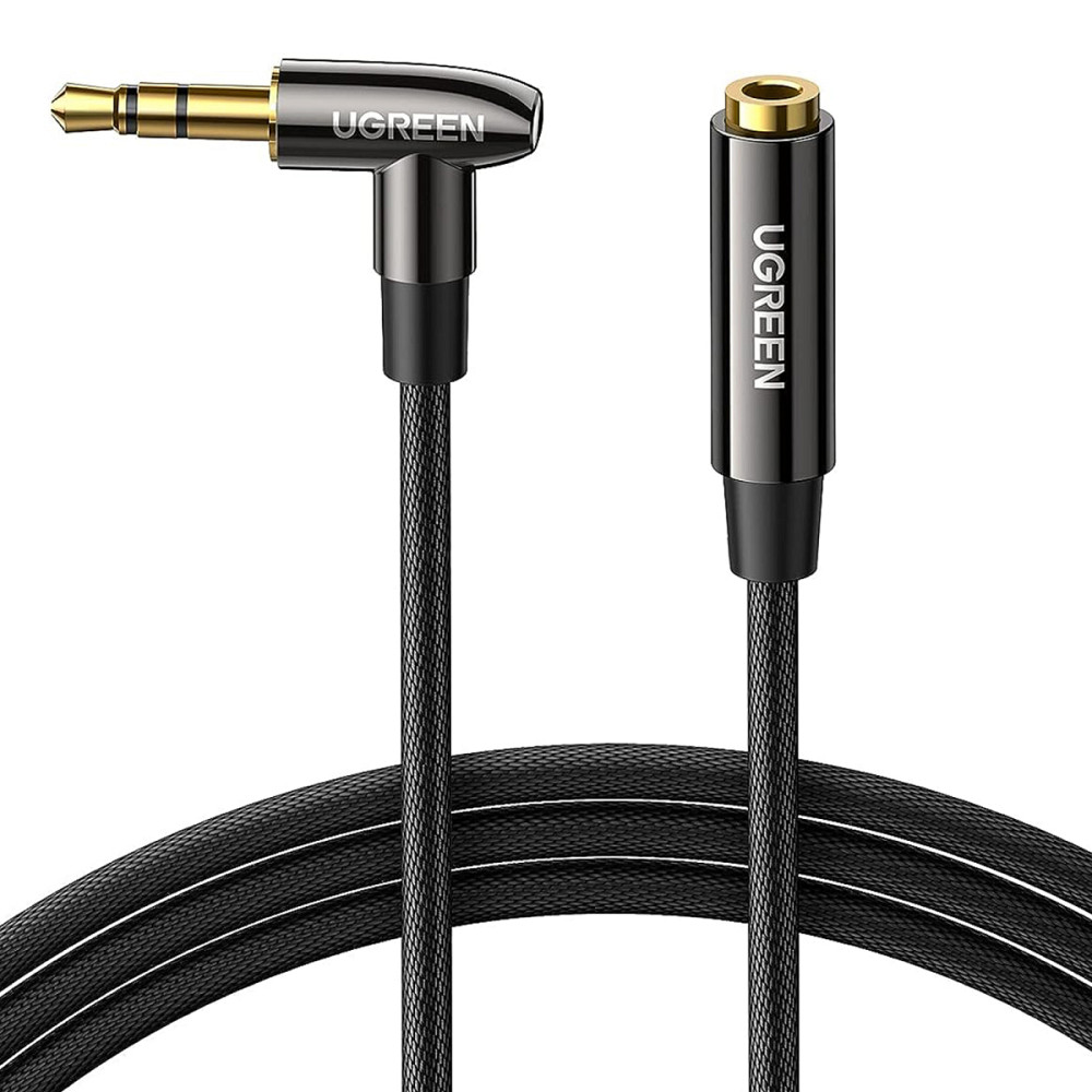Аудіо кабель AUX 3.5mm jack UGreen з кутовим L-подібним штекером AV188 50212 (Чорний, 5м) Николаев - изображение 2