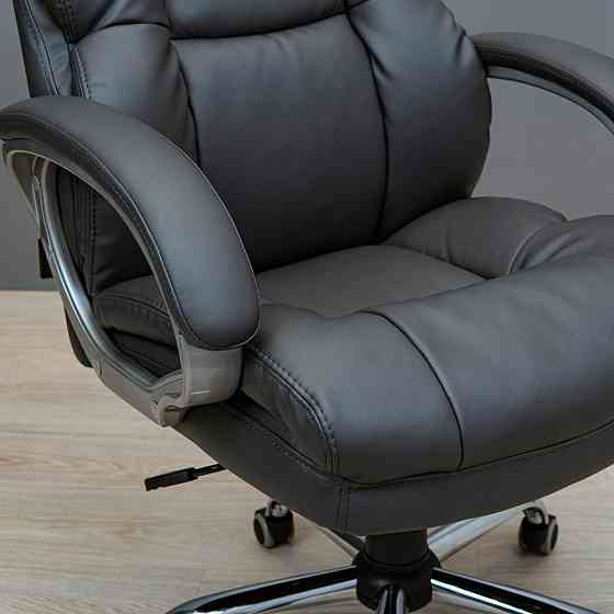 Офісне крісло керівника ManhattanDesign Хром Tilt М-1 Натуральна шкіра Lux Gray (Прогумовані колеса) Днепр