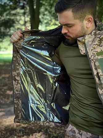 Мужская армейская демисезонная куртка пиксель Soft Shell на Omni-Heat, военная куртка с капюшоном Львов