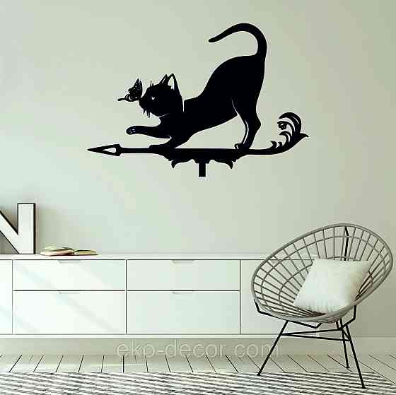 Декоративное настенное Панно «Кот» Декор на стену 90*62 см, Черный Киев