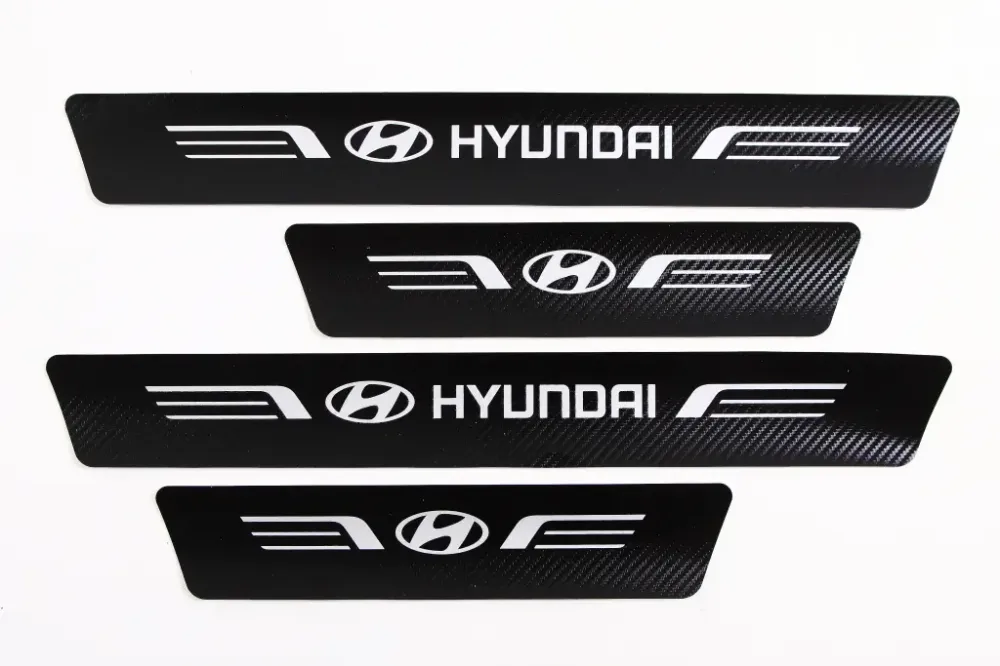 Наклейка на пороги Hyundai черный карбон Автограф (4 шт.) Винница - изображение 1