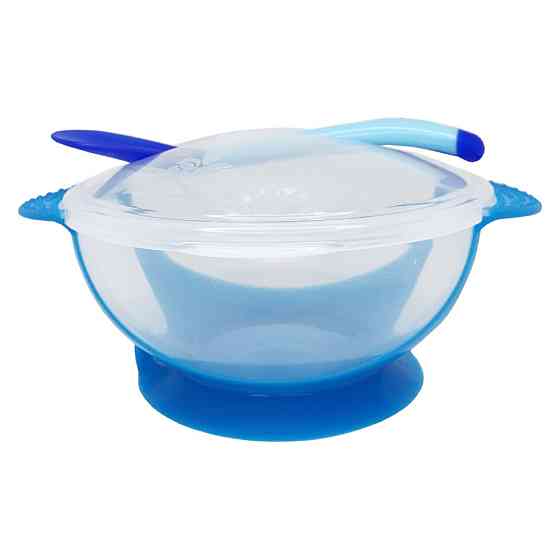 Тарілка на присосці прозора MGZ-0100(Blue) з термоложкою та кришкою Вінниця