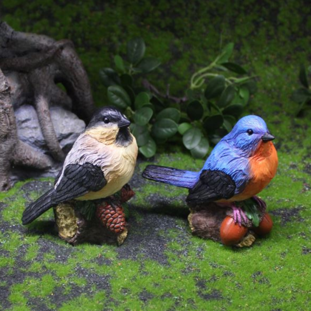 Садова фігура  Пташка 11,5 х 10см для декору саду, тераси, ділянки, вазону, інтер'єру. Полистоун Бежевий Одеса - фото 2