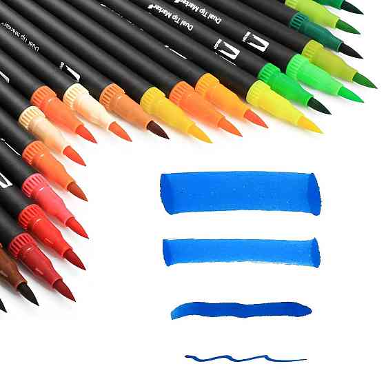 Набор акварельных маркеров 100шт в пенале, Color pencil / Детский набор для рисования / Двухсторонние маркеры Киев