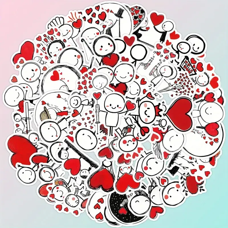 Набор наклеек с сердечками и любовными рисунками – 50 шт. Киев - изображение 1