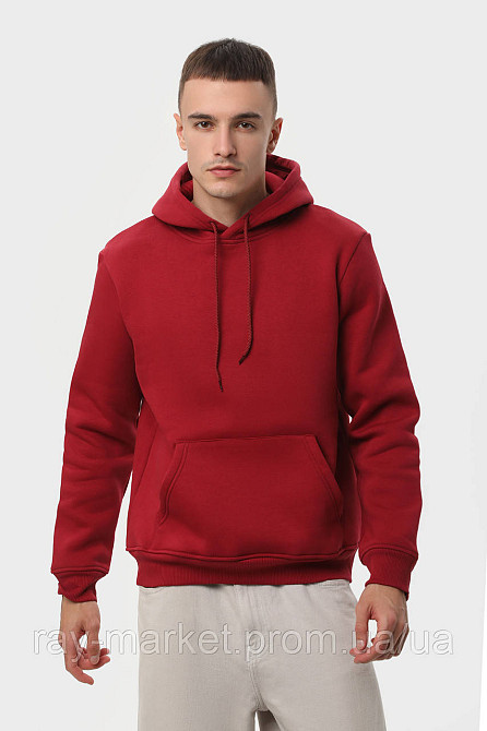 Худи мужское базовое утепленное RAY BASIC бордовое (U0401M-Burgundy) 3XL Киев - изображение 1