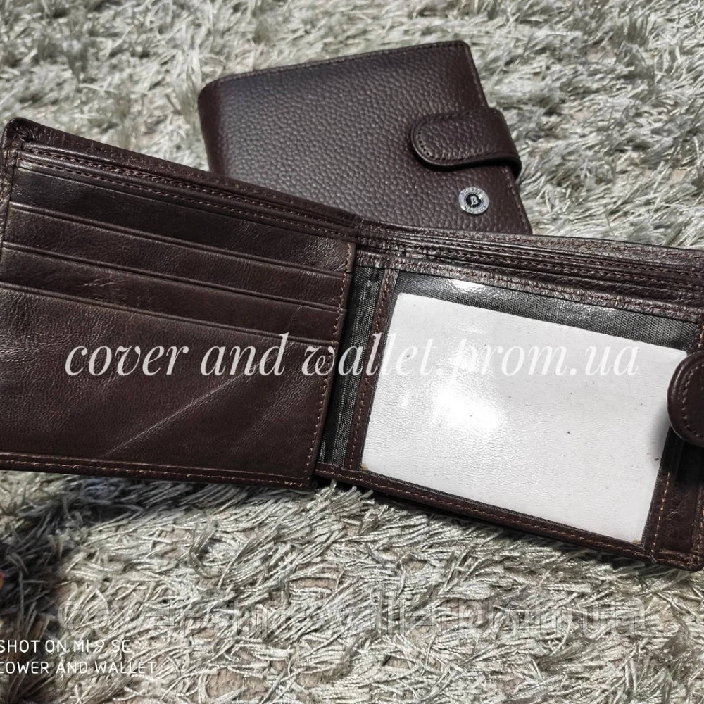 Чоловічий шкіряний гаманець на кнопці коричневого кольору Boston Київ - фото 4